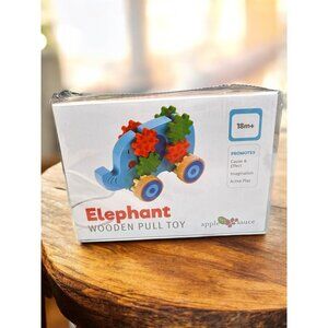 Elephant Wooden Pull Toy By Apple Sauce For Toddlers 18M+ With Colorful Gears Pr
